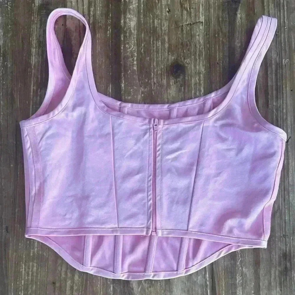 Adidas Originals pink satin corset cropped top - Picture 3 of 5